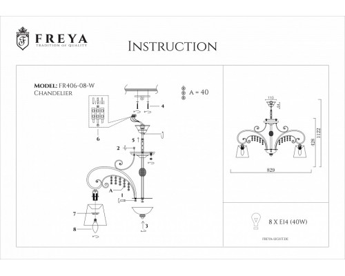 Подвесная люстра Freya Lorette FR2406-PL-08-WG