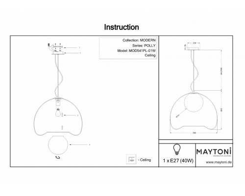 Подвесной светильник Maytoni Polly MOD541PL-01W