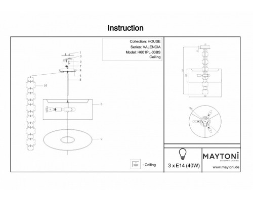 Светильник на штанге Maytoni Valencia H601PL-03BS