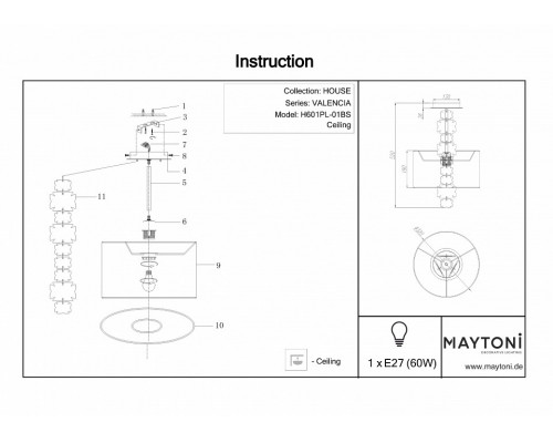 Светильник на штанге Maytoni Valencia H601PL-01BS