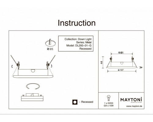 Встраиваемый светильник Maytoni Metal DL293-01-G