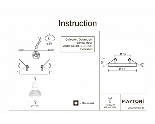 Встраиваемый светильник Maytoni Metal DL301-2-01-CH